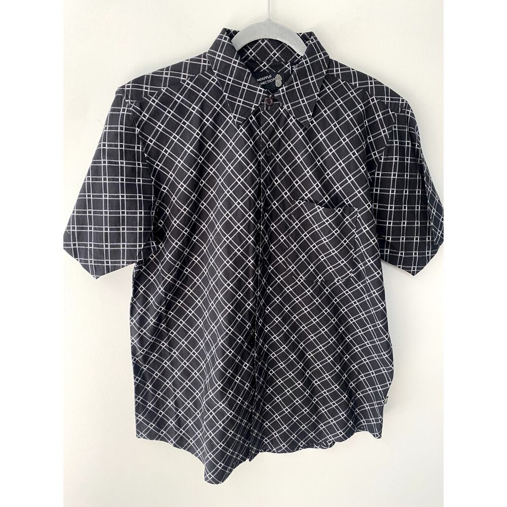 Pineapple Connection Black Patterned Button Up Casual Shirt Mens Sz M